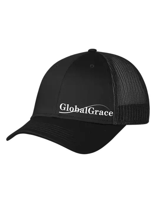 Black Mesh Trucker Cap Snap Back w/Global Grace Logo