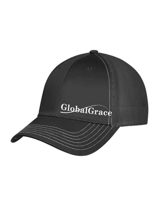 Charcoal Grey Mesh Trucker Cap Snap Back w/Global Grace Logo