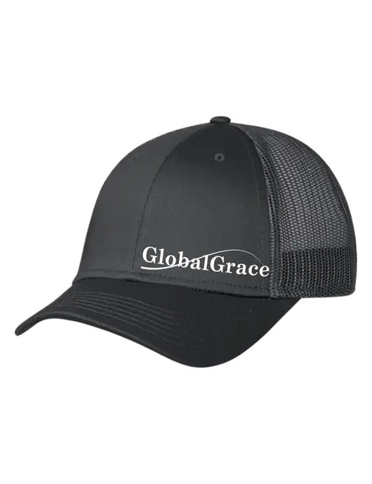 Charcoal Mesh Trucker Cap Snap Back w/Global Grace Logo