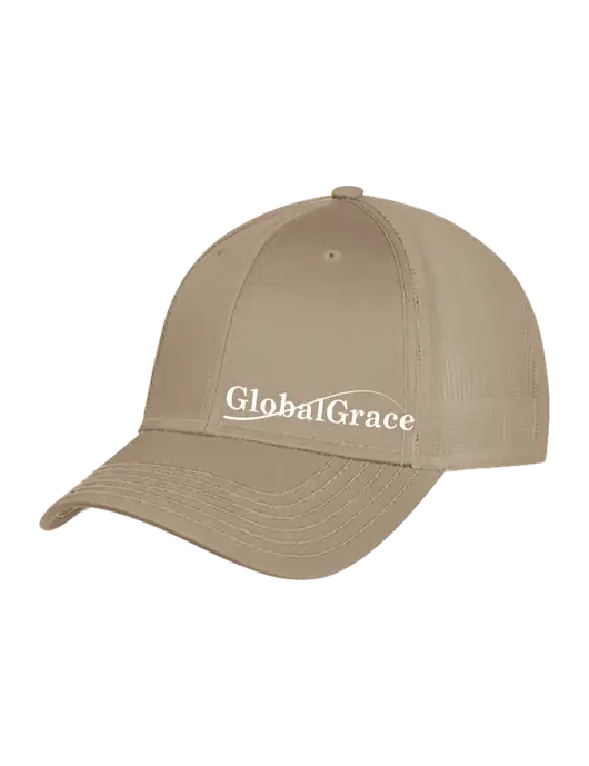 Khaki Mesh Trucker Cap Snap Back w/Global Grace Logo