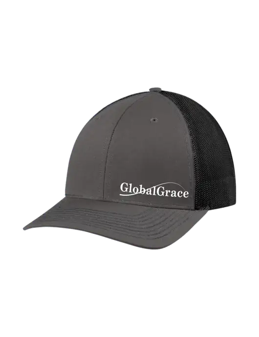 Richardson Adjustable Snapback Original 112 Trucker Cap Dark Grey w/Black Mesh w/Global Grace Logo