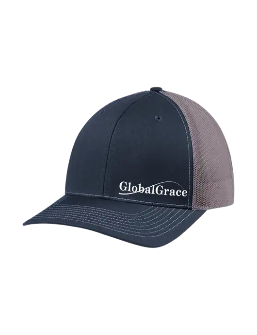 Richardson Adjustable Snapback Original 112 Trucker Cap Navy w/Charcoal Mesh w/Global Grace Logo