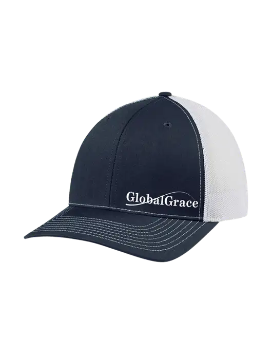 Richardson Adjustable Snapback Original 112 Trucker Cap Navy w/White Mesh w/Global Grace Logo
