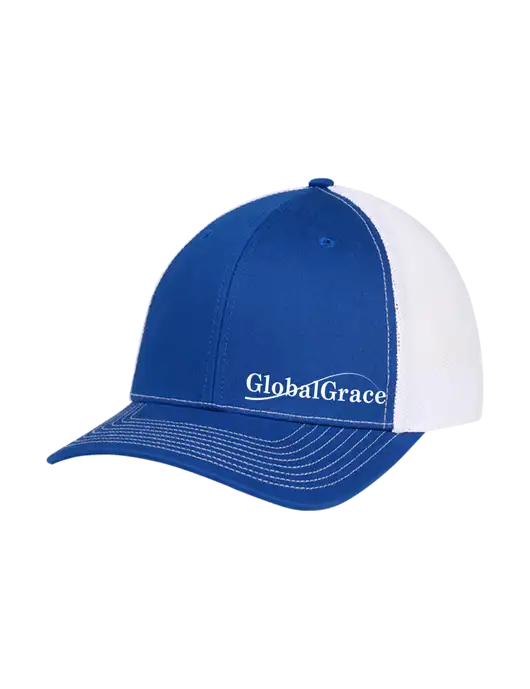 Richardson Adjustable Snapback Original 112 Trucker Cap Royal w/White Mesh w/Global Grace Logo