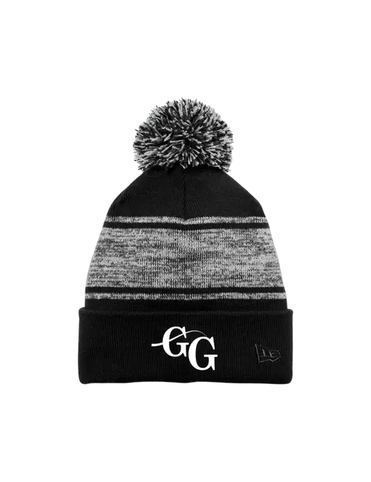 New Era Black/Charcoal Knit Chilled Pom Beanie w/"GG" Logo