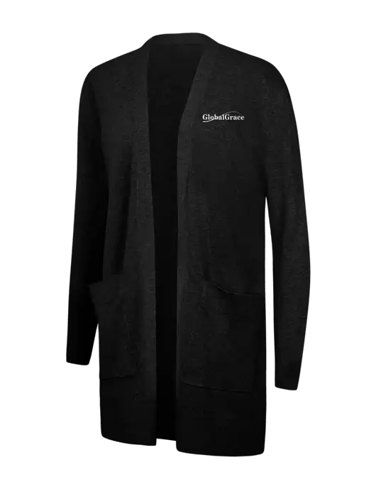 Mercer+Mettle Womens Black Open Front Cardigan Sweater w/Global Grace Logo
