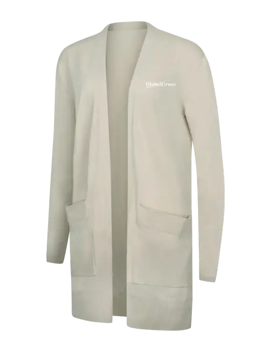 Mercer+Mettle Womens Ivory Open Front Cardigan Sweater w/Global Grace Logo