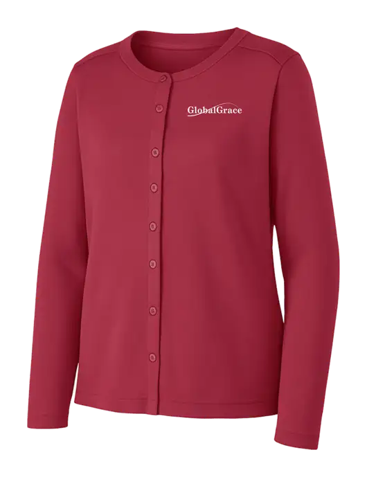 Rich Red Womens Concept Stretch Button-Front Cardigan Sweater w/Global Grace Logo