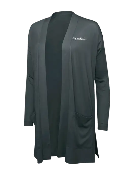 Smoke Grey Womens Concept Long Pocket Cardigan w/Global Grace Logo