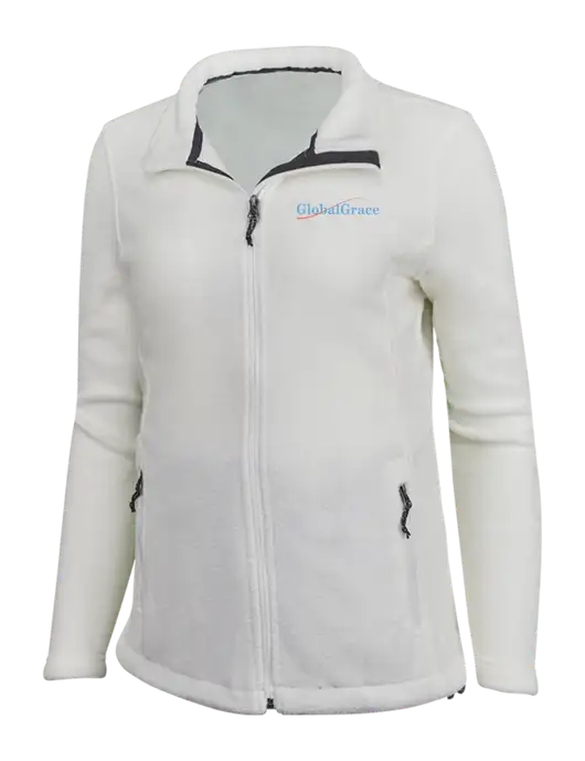 Womens White Fleece Jacket w/Global Grace Logo
