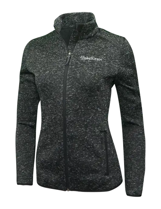 Black Heather Womens Sweater Fleece Jacket w/Global Grace Logo