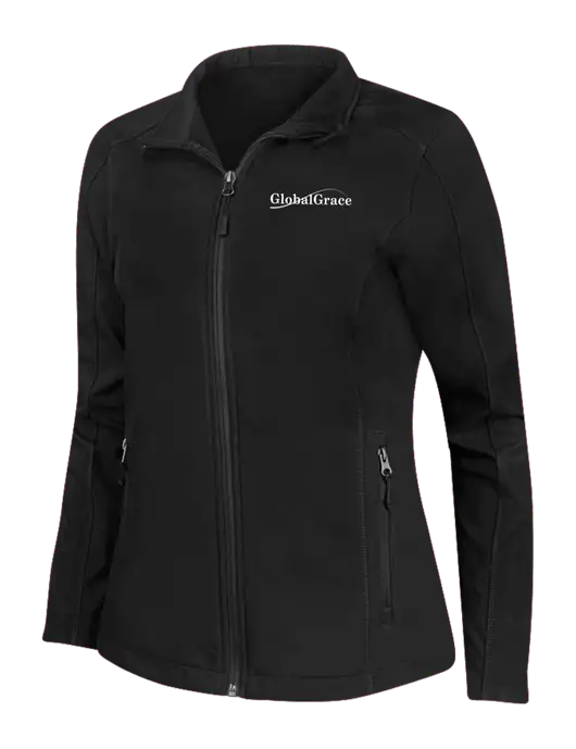 Black Womens Core Soft Shell Jacket w/Global Grace Logo