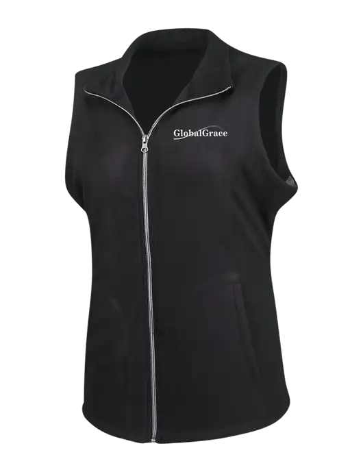 Black Womens Microfleece Vest w/Global Grace Logo