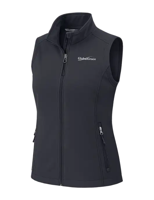 Charcoal Grey Womens Core Soft Shell Vest w/Global Grace Logo