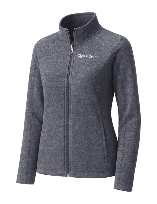 Light Navy Heather Womens Microfleece Full-Zip Jacket w/Global Grace Logo