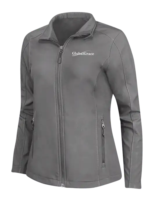 Medium Grey Womens Core Soft Shell Jacket w/Global Grace Logo