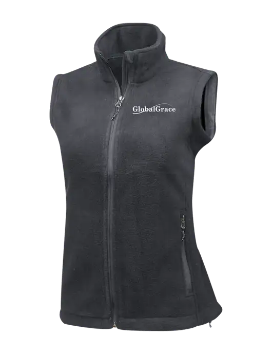Medium Grey Womens Fleece Vest w/Global Grace Logo