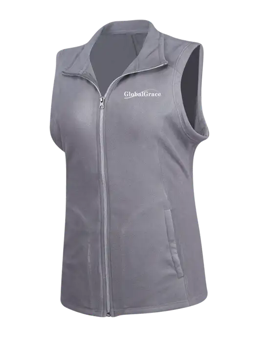 Medium Grey Womens Microfleece Vest w/Global Grace Logo