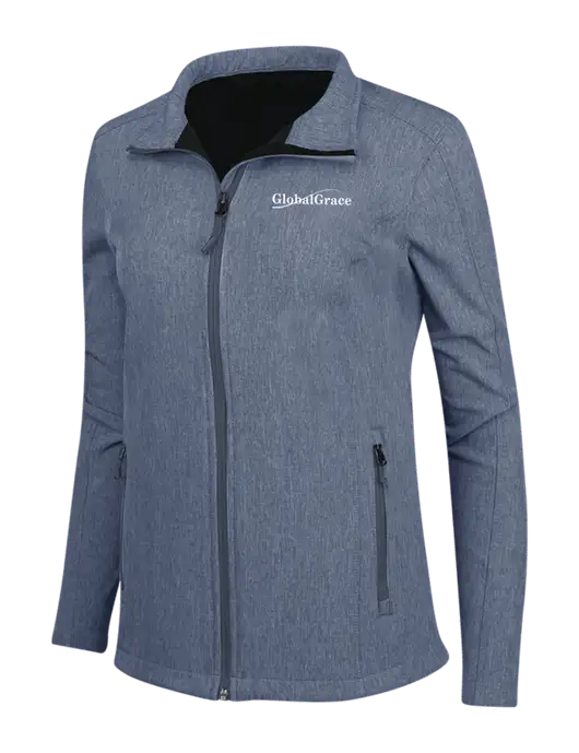 Navy Heather Womens Core Soft Shell Jacket w/Global Grace Logo