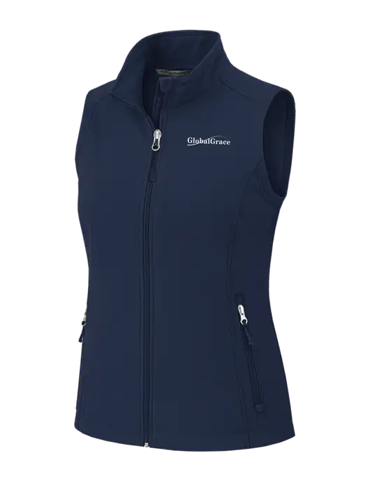 Navy Womens Core Soft Shell Vest w/Global Grace Logo