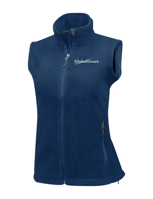 Navy Womens Fleece Vest w/Global Grace Logo