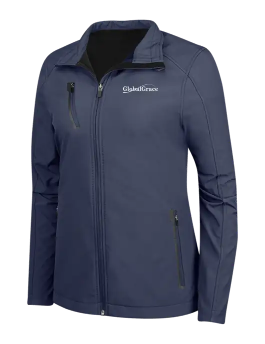 Navy Womens Welded Softshell Jacket w/Global Grace Logo
