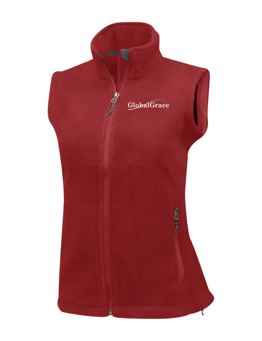 Red Womens Fleece Vest w/Global Grace Logo