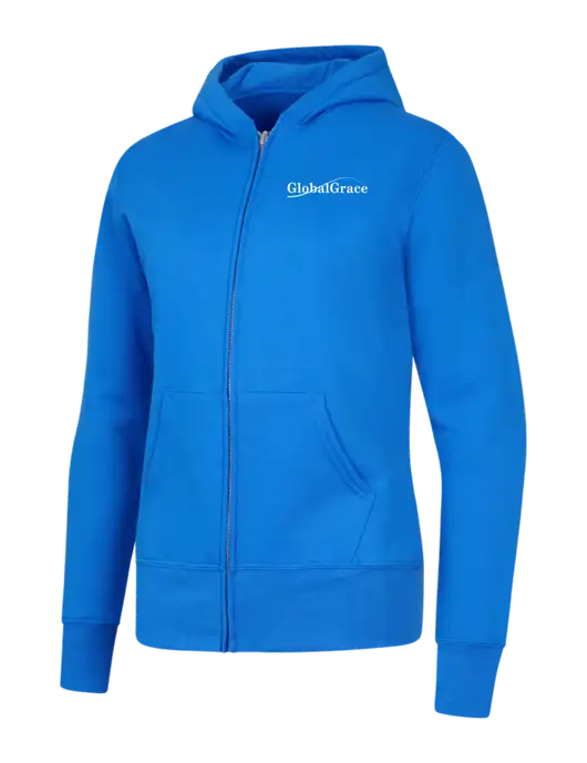 Royal Womens Core Fleece Full-Zip Hooded Sweatshirt w/Global Grace Logo