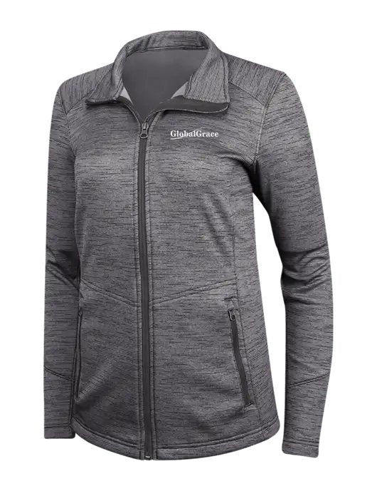 Womens Dark Grey Digi Stripe Fleece Jacket w/Global Grace Logo