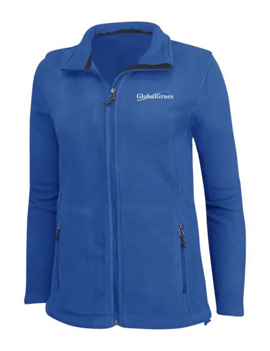 Womens Dark Royal Fleece Jacket w/Global Grace Logo