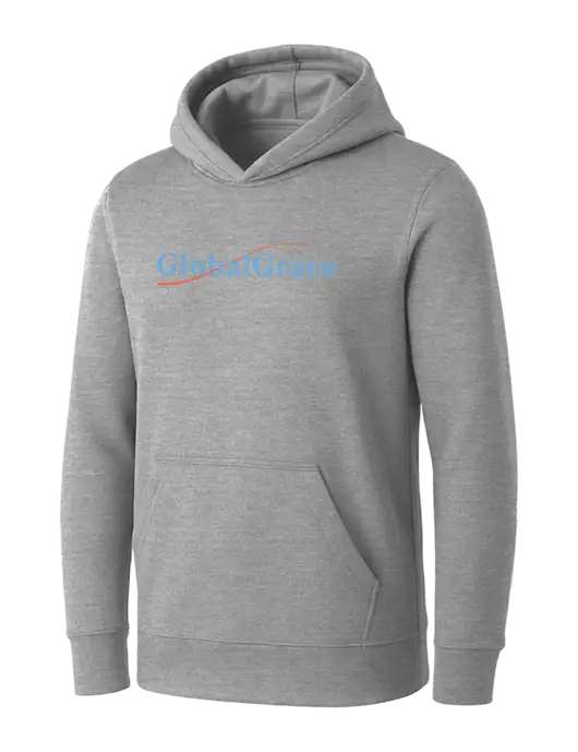 Womens Light Grey Heather Core Fleece Pullover Hooded Sweatshirt w/Global Grace Logo