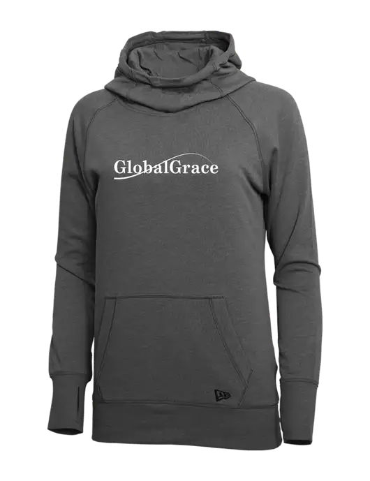 New Era Black Heather Womens Tri-Blend Fleece Pullover Hoodie w/Global Grace Logo