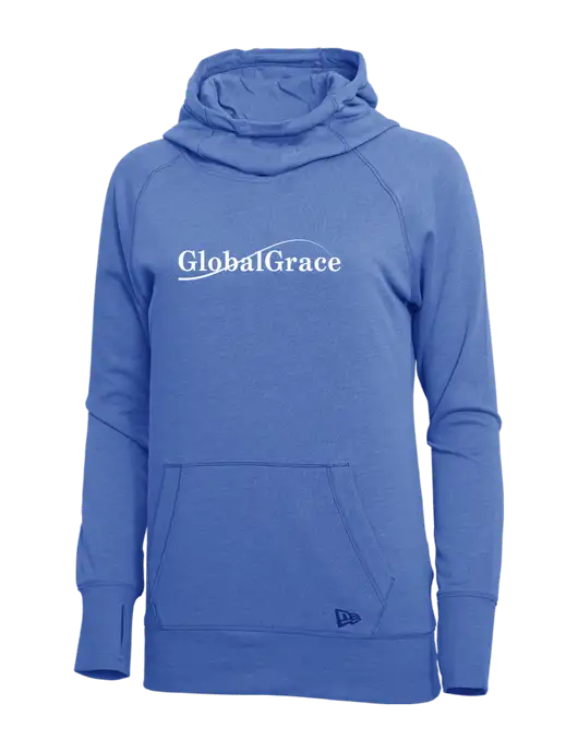 New Era Royal Heather Womens Tri-Blend Fleece Pullover Hoodie w/Global Grace Logo