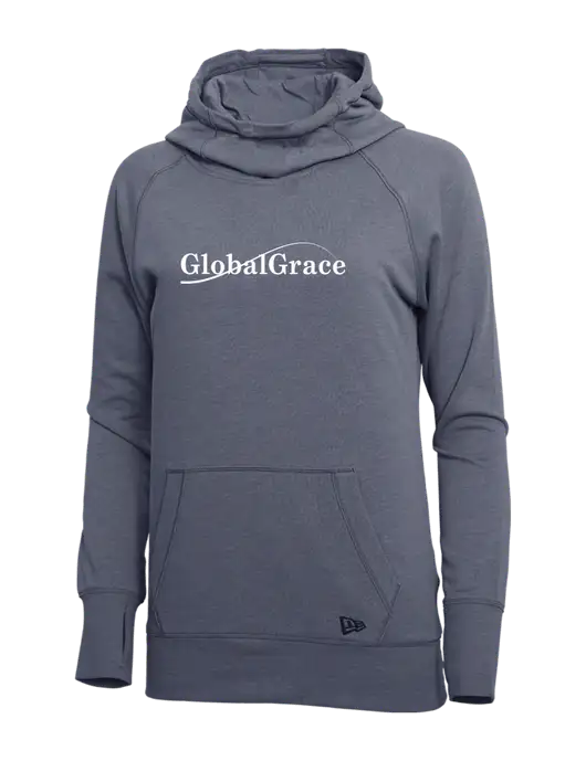 New Era True Navy Heather Womens Tri-Blend Fleece Pullover Hoodie w/Global Grace Logo