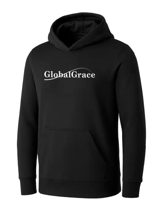 Womens Black Core Fleece Pullover Hooded Sweatshirt w/Global Grace Logo