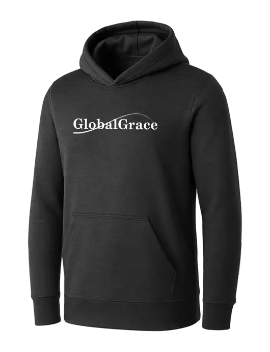 Womens Dark Grey Heather Core Fleece Pullover Hooded Sweatshirt w/Global Grace Logo