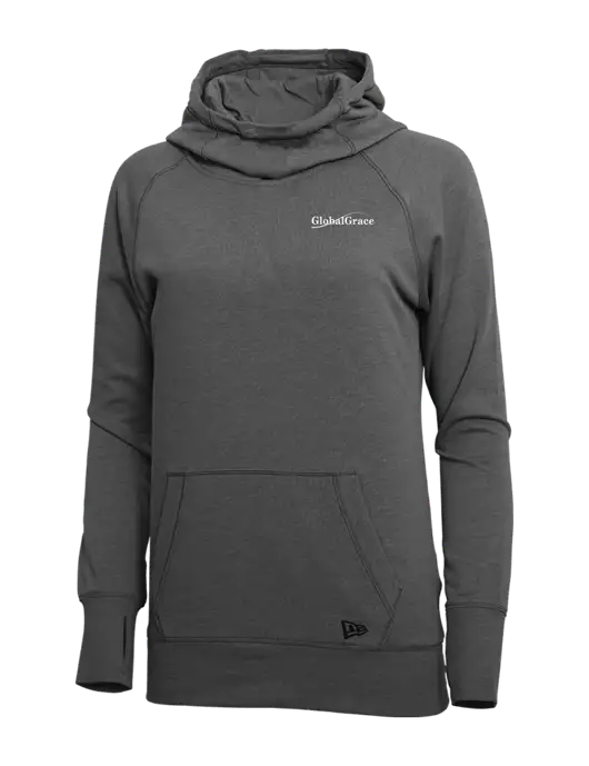 New Era Black Heather Womens Tri-Blend Fleece Pullover Hoodie w/Global Grace Logo