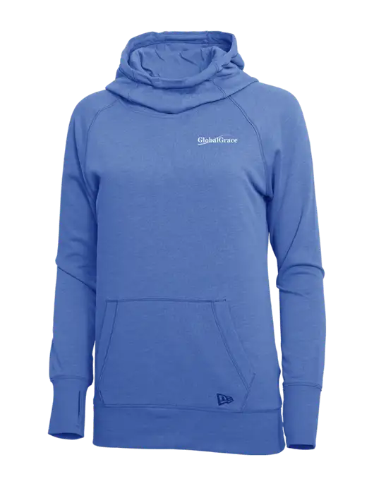 New Era Royal Heather Womens Tri-Blend Fleece Pullover Hoodie w/Global Grace Logo