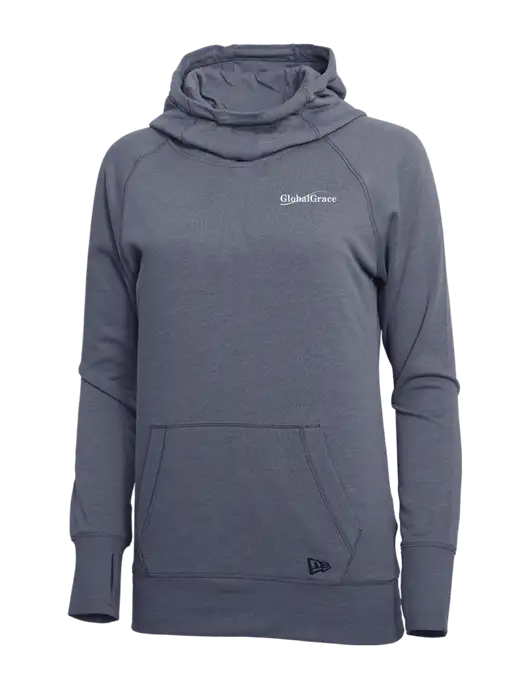 New Era True Navy Heather Womens Tri-Blend Fleece Pullover Hoodie w/Global Grace Logo
