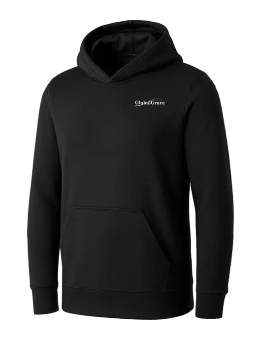 Womens Black Core Fleece Pullover Hooded Sweatshirt w/Global Grace Logo