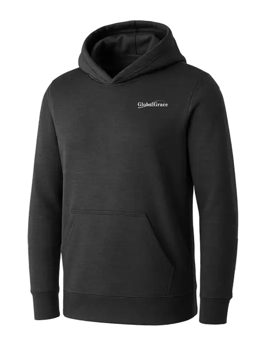 Womens Dark Grey Heather Core Fleece Pullover Hooded Sweatshirt w/Global Grace Logo
