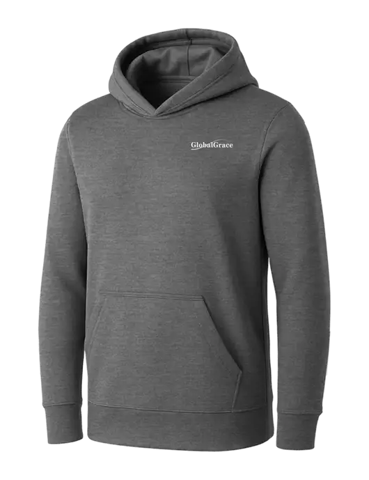 Womens Medium Grey Heather Core Fleece Pullover Hooded Sweatshirt w/Global Grace Logo