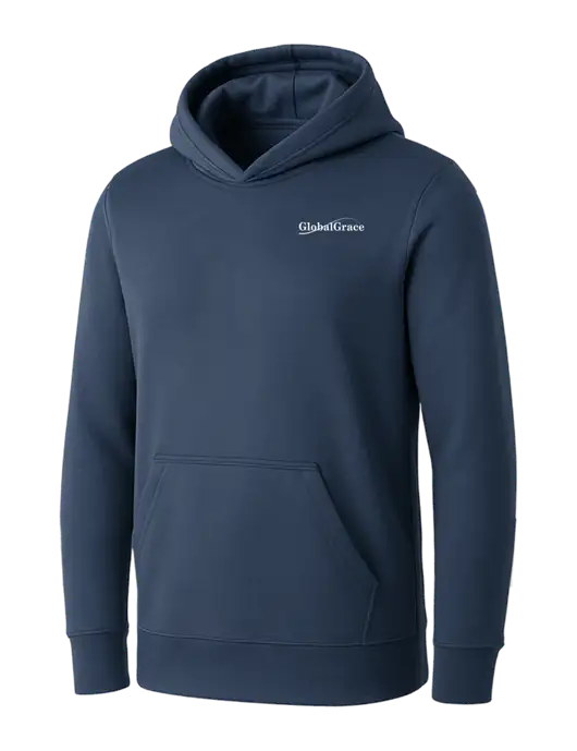 Womens Navy Core Fleece Pullover Hooded Sweatshirt w/Global Grace Logo