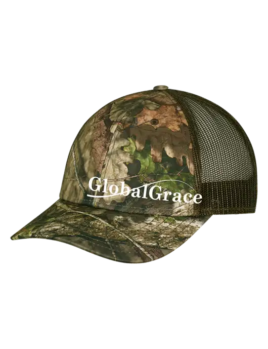 Breakup Country Brown Mossy Oak Camo Mesh Trucker Cap Snap Back w/Global Grace Logo